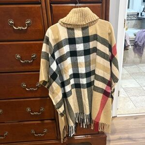 Plaid Turtleneck Poncho never worn. Great with white jeans!
